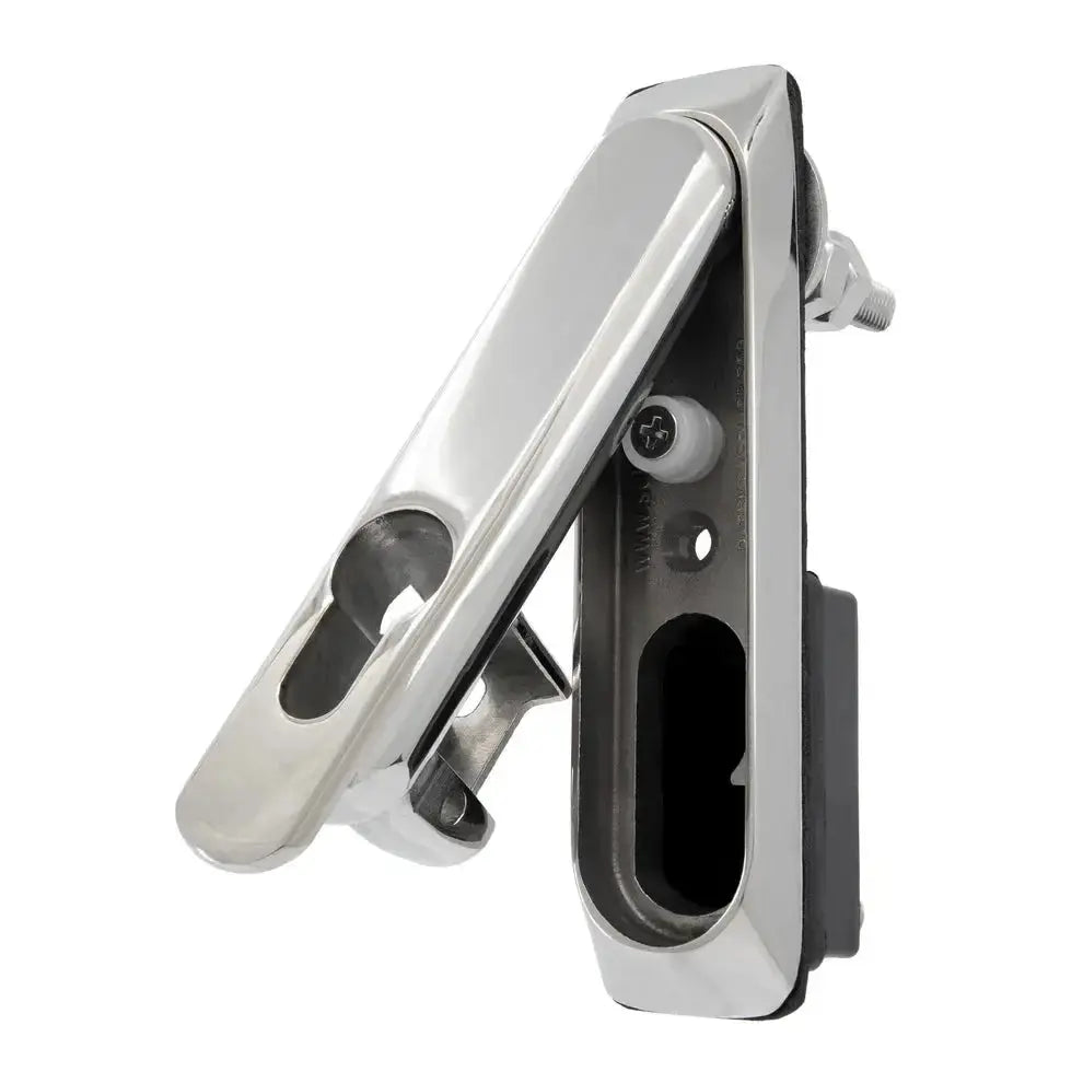 Millennium Series Swing Handle - Euro-Profile with chrome finish, vandal resistant and IP65 rated for secure door access in industrial settings.