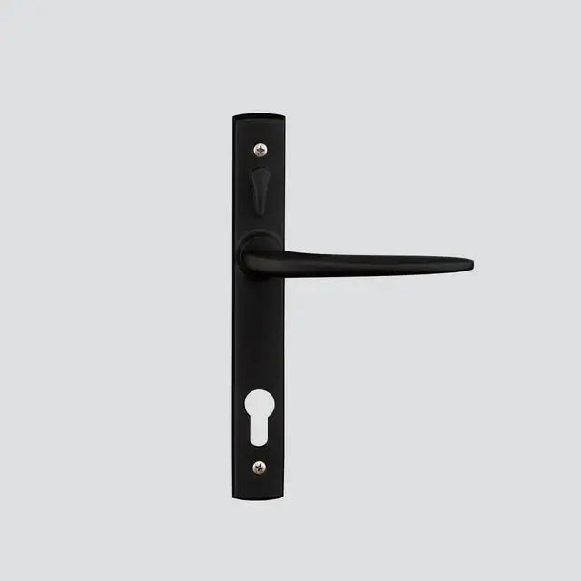 Palladium Door Handle Snib in matte black finish with keyhole and locking snib, designed for Jason Benchmark doors. Ideal for modern door hardware upgrades.