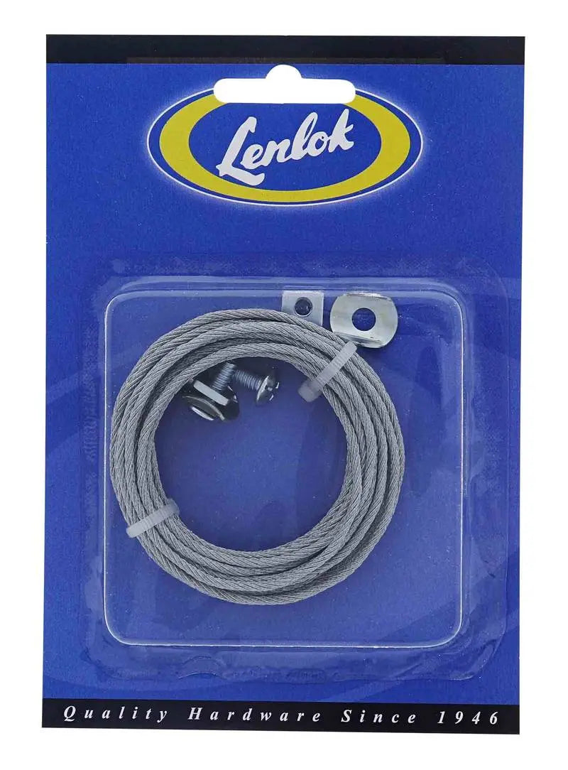 Lenlok tilt a door spare cable display pack from Harry's Door Hardware, featuring durable steel cable and mounting hardware for garage doors.