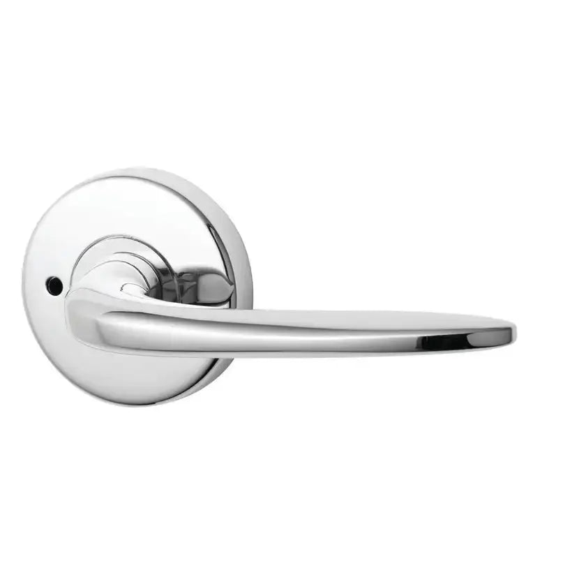 VELOCITY PRIVACY SET & L1 LEVER TP Residential Leverset in polished chrome finish with sleek round rose, ideal for modern interior doors.