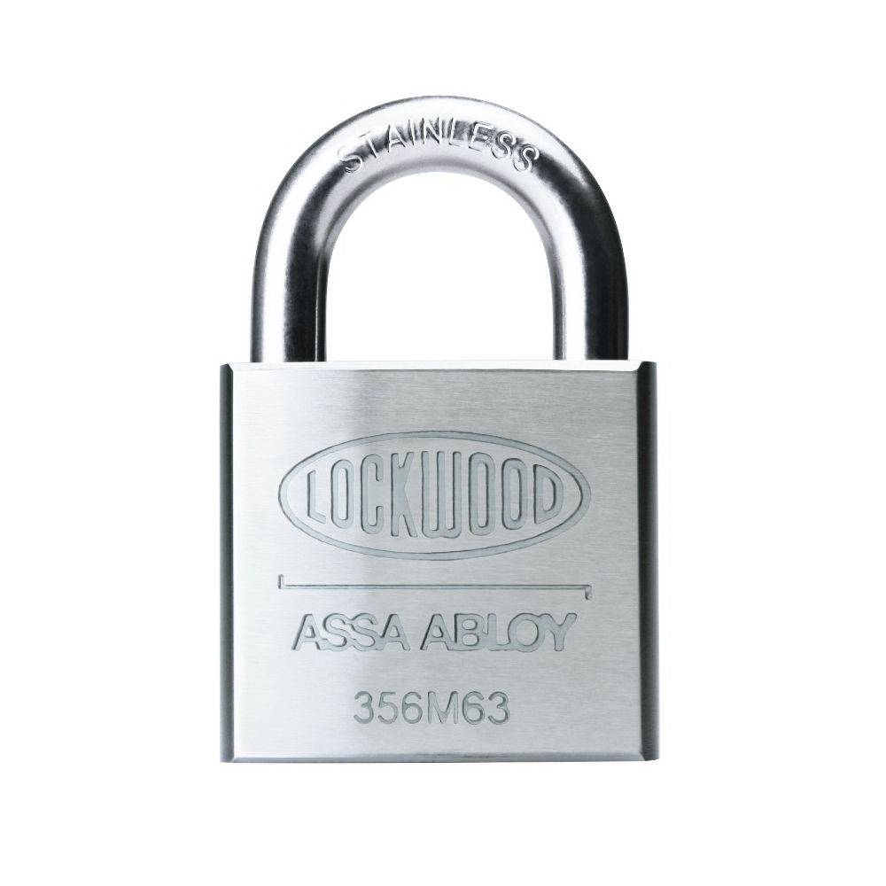 356M Padlock - High Security Stainless Steel with 63mm body and 11mm shackle, ideal for industrial and commercial use with double ball locking.