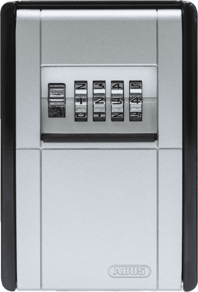 Abus 787 Lock Box with a sturdy metal housing and combination lock for secure key storage. Ideal for holding up to 20 keys or 14 cards.