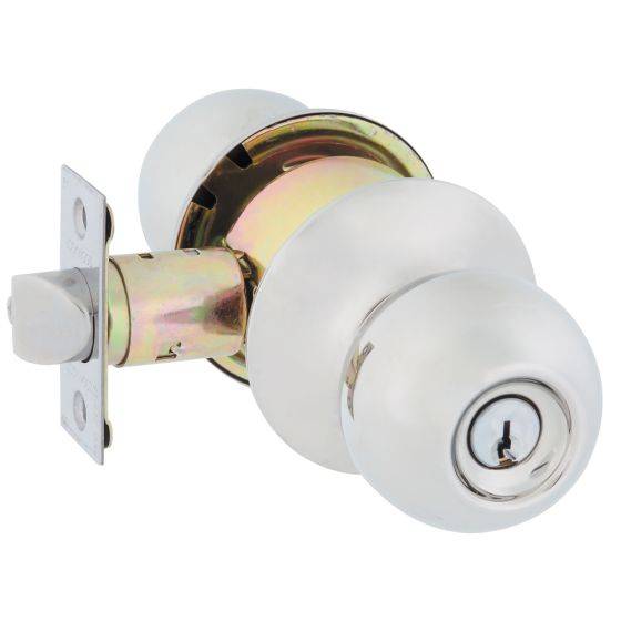 SYMMETRY ENTRANCE SET IMPERIAL TP residential knobset with polished finish, featuring a durable lock mechanism for secure door hardware.