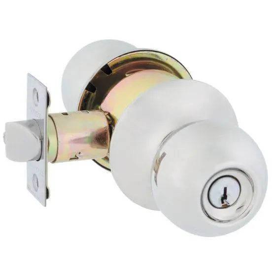 SYMMETRY ENTRANCE SET IMPERIAL TP residential knobset with polished finish, featuring a durable lock mechanism for secure door hardware.