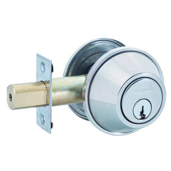 SYMMETRY DEADBOLT SINGLE CYLINDER in a brushed metal finish, featuring a durable single-cylinder design for secure locking. Ideal for residential and commercial hardware applications.