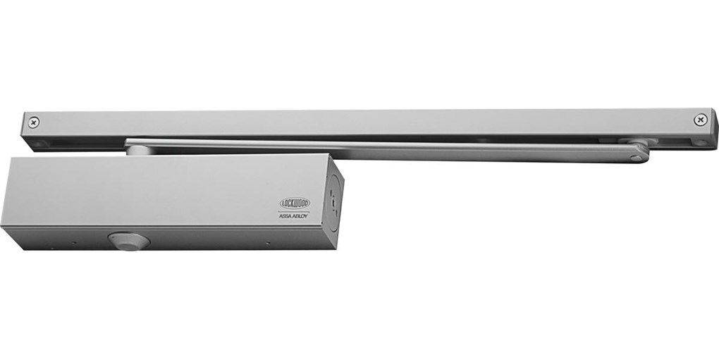 726 SERIES SIZE 2-6 P/A DC clip-on cover door closer with adjustable backcheck in silver finish, ideal for commercial hardware applications.