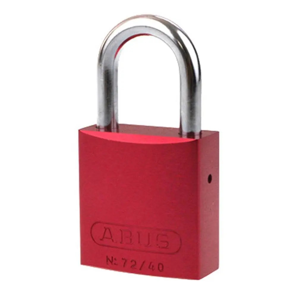 ABUS Padlock 72IB/40 KA in red aluminum finish, 40mm body, keyed to 003, ideal for fire department use with Silca LW3 keyway.