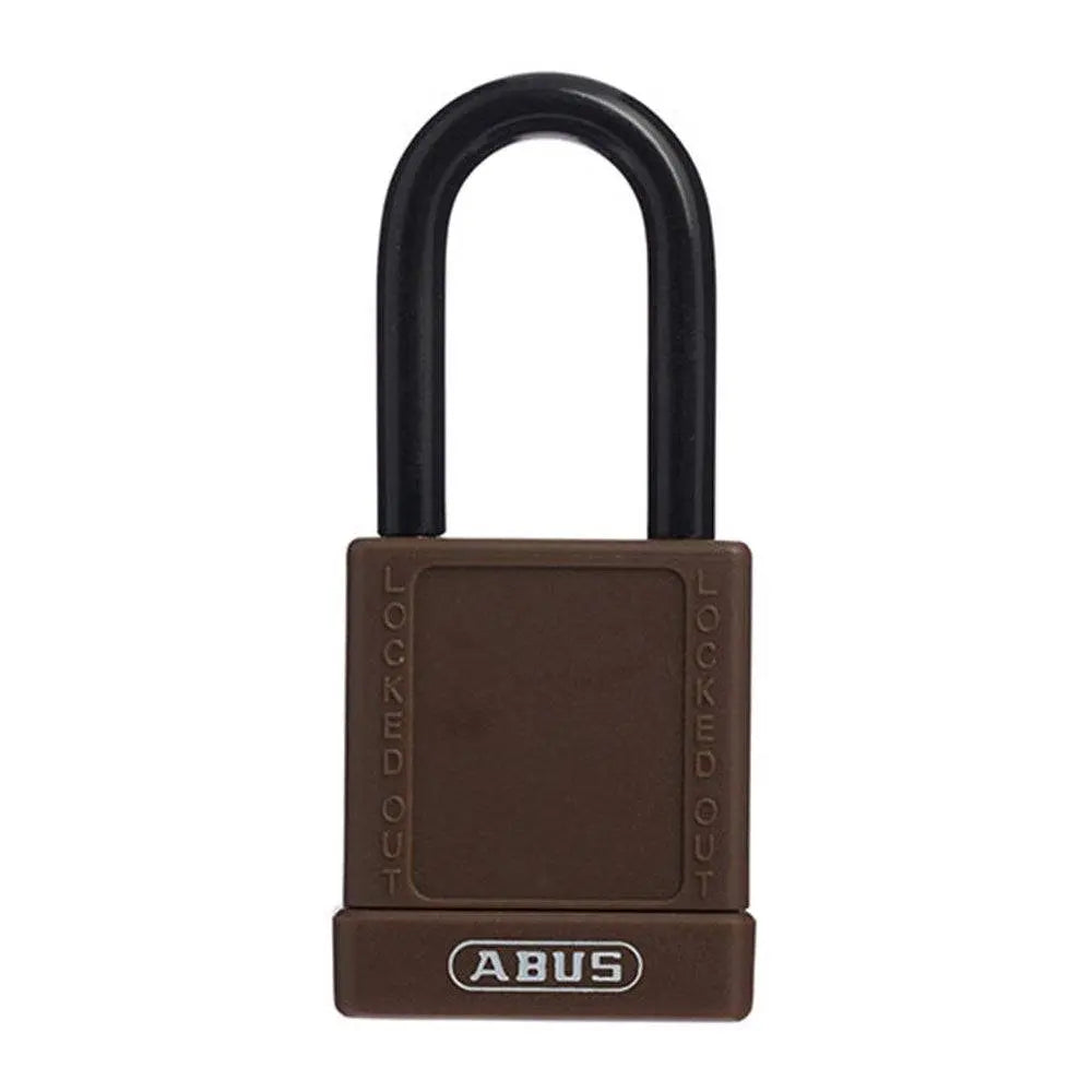 ABUS 74/40 padlock in brown with insulated aluminum body and Nano-Protect shackle for electric-shock-resistant safety applications.