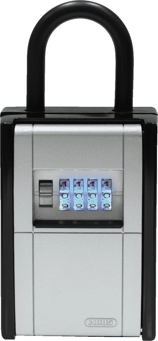 Abus 797 LED Lockbox with illuminated combination dials, durable silver and black design for secure key storage in hardware applications.