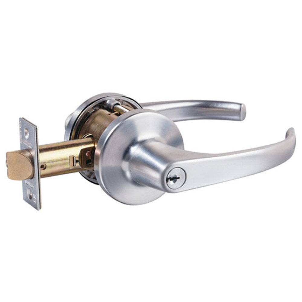 930 SERIES KEY IN LEVER ENTRANCE SET TP residential leverset with sleek silver finish, featuring a durable latch mechanism for secure locking.