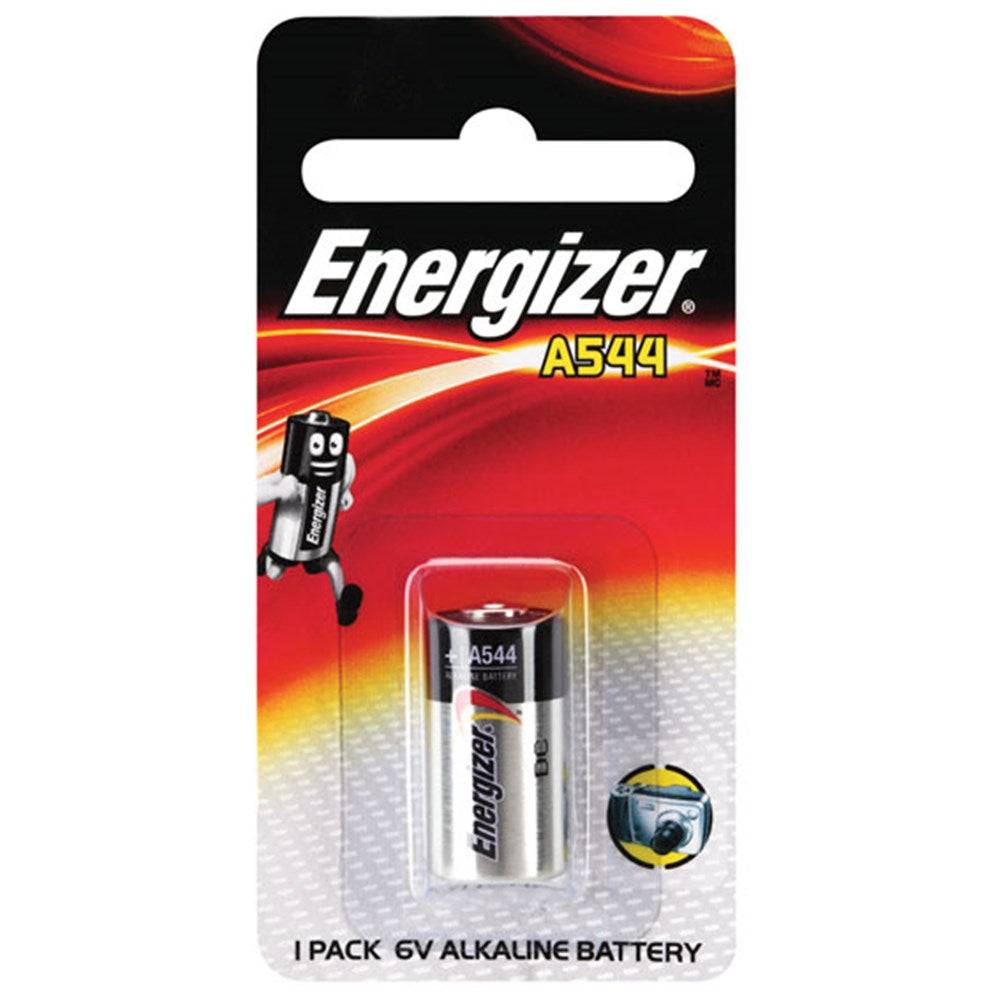 Energizer A544 6V battery in retail packaging, ideal for cameras and electronics. Miniature alkaline with 5-year shelf life and leak protection.
