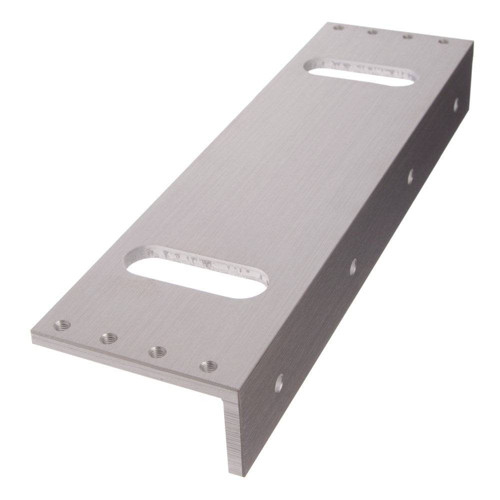 FSH Maglock L Bracket for FEM6600 magnetic locks in satin anodised finish, ideal for narrow door installations and adjustable mounting.