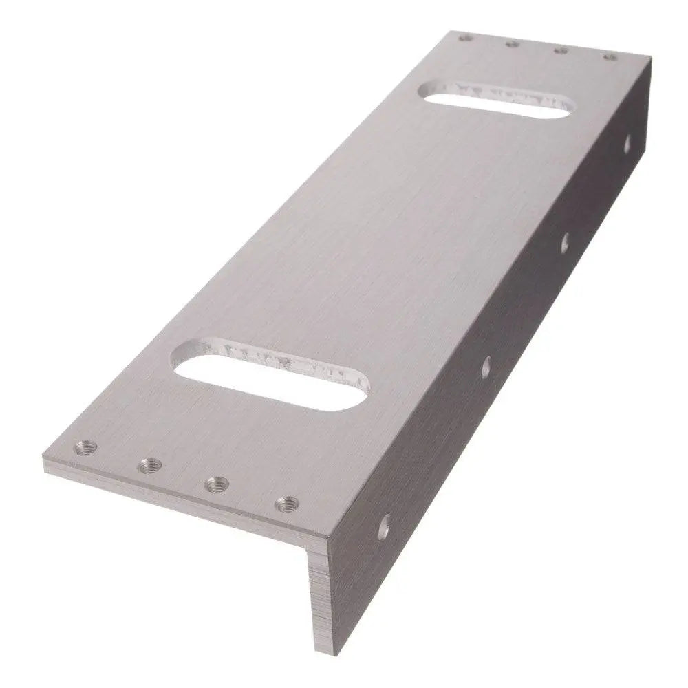 FSH Maglock L Bracket for FEM6600 magnetic locks in satin anodised finish, ideal for narrow door installations and adjustable mounting.
