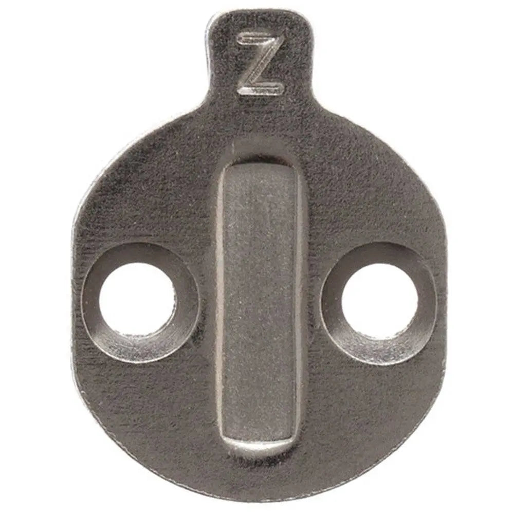 BDS Z Cam for oval cylinders with dual mounting holes and central locking slot, ideal for 570 type handles in cam lock systems.