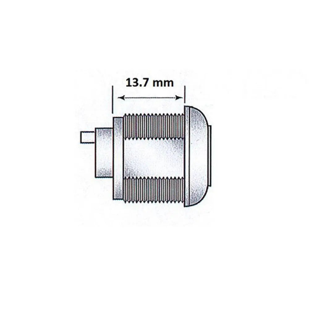 Technical diagram of BDS LOCKABLE T HANDLE CAM LOCK ONLY KA10 (FOLDING T) showing 13.7 mm barrel length for hardware fitting.