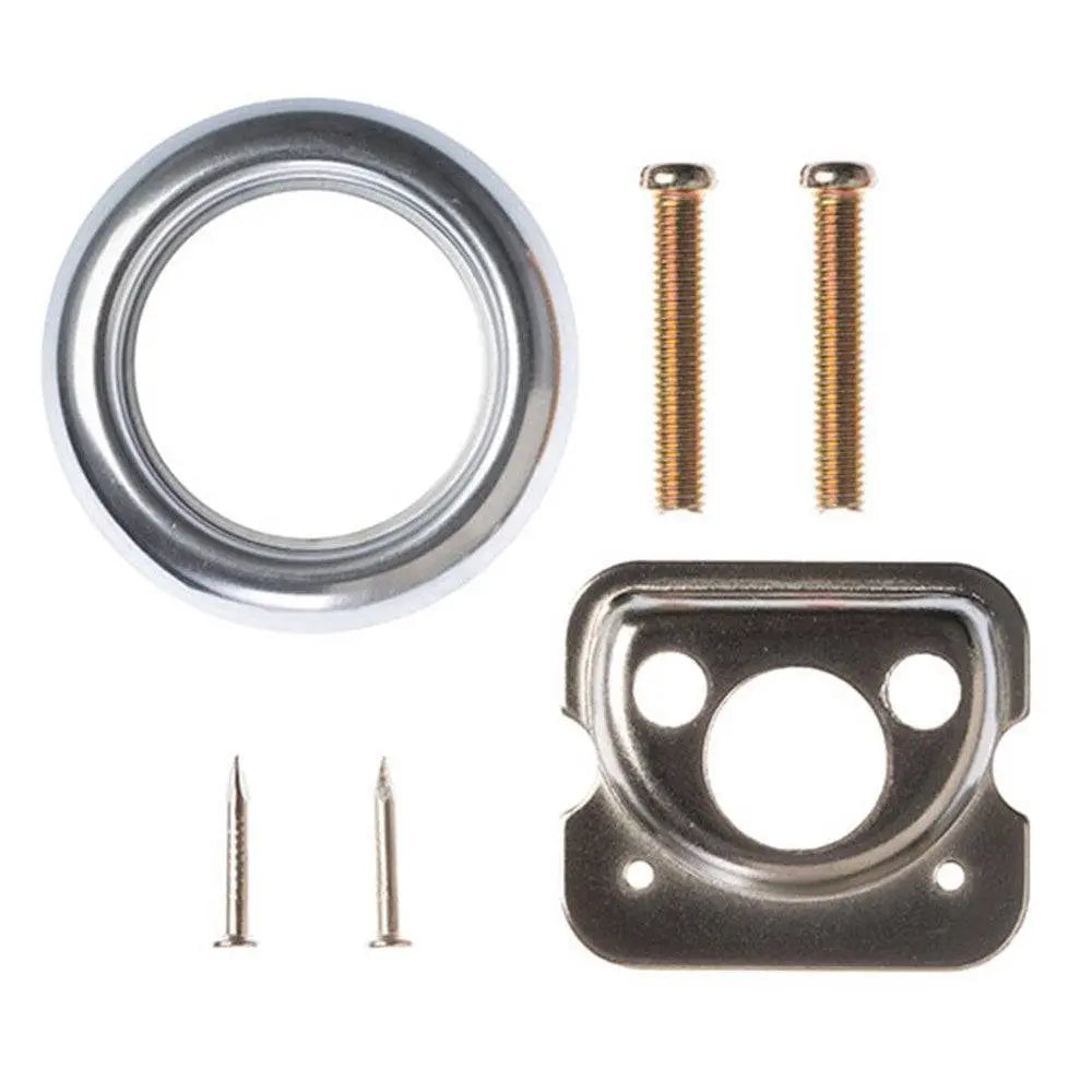 BRAVA Urban Rim Cylinder Pack - Rim Cylinder accessory set with rose, mounting plate, screws and nails in satin chrome finish for secure latch installation.