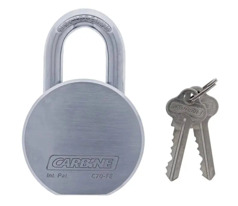 Carbine C70 Padlock with 11x27mm moly shackle and two KA1 keys, ideal for high security hardware applications and keyed alike systems.