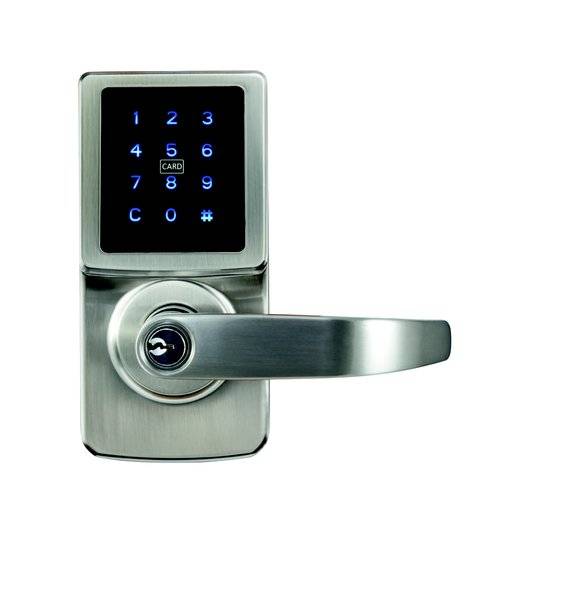 CEL 3 in 1 SL electronic lock with touchscreen keypad and key access. Modern stainless steel design for secure entry in homes and offices.