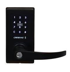 Carbine CEL2 Digital Leverset Bluetooth in black finish featuring a backlit keypad and sleek design for modern electronic door locking.