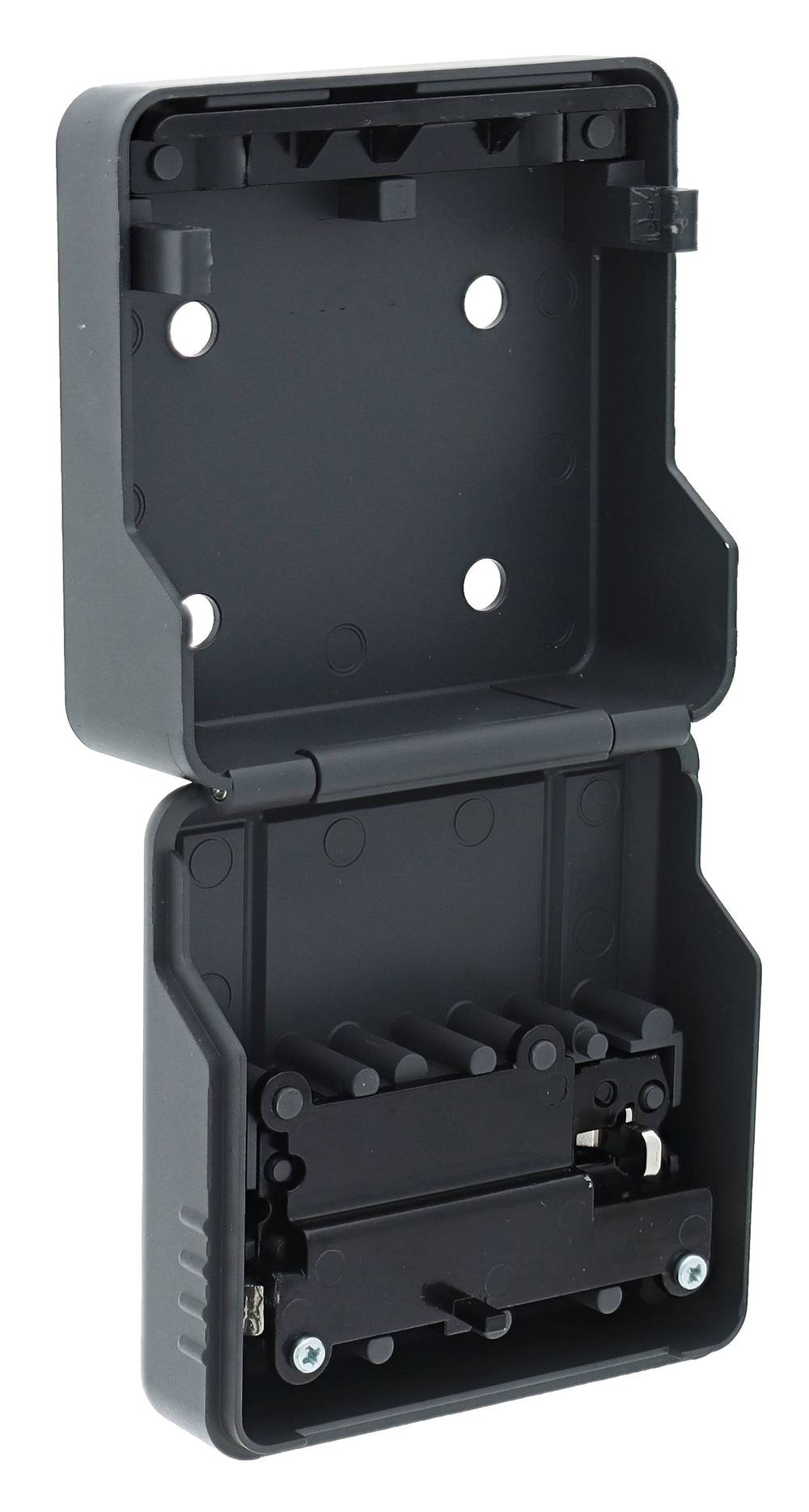 Interior view of Carbine Key Safe CKS-W-DI-S showing internal dimensions 68mm x 27mm x 50mm and wall-mount holes for secure installation.