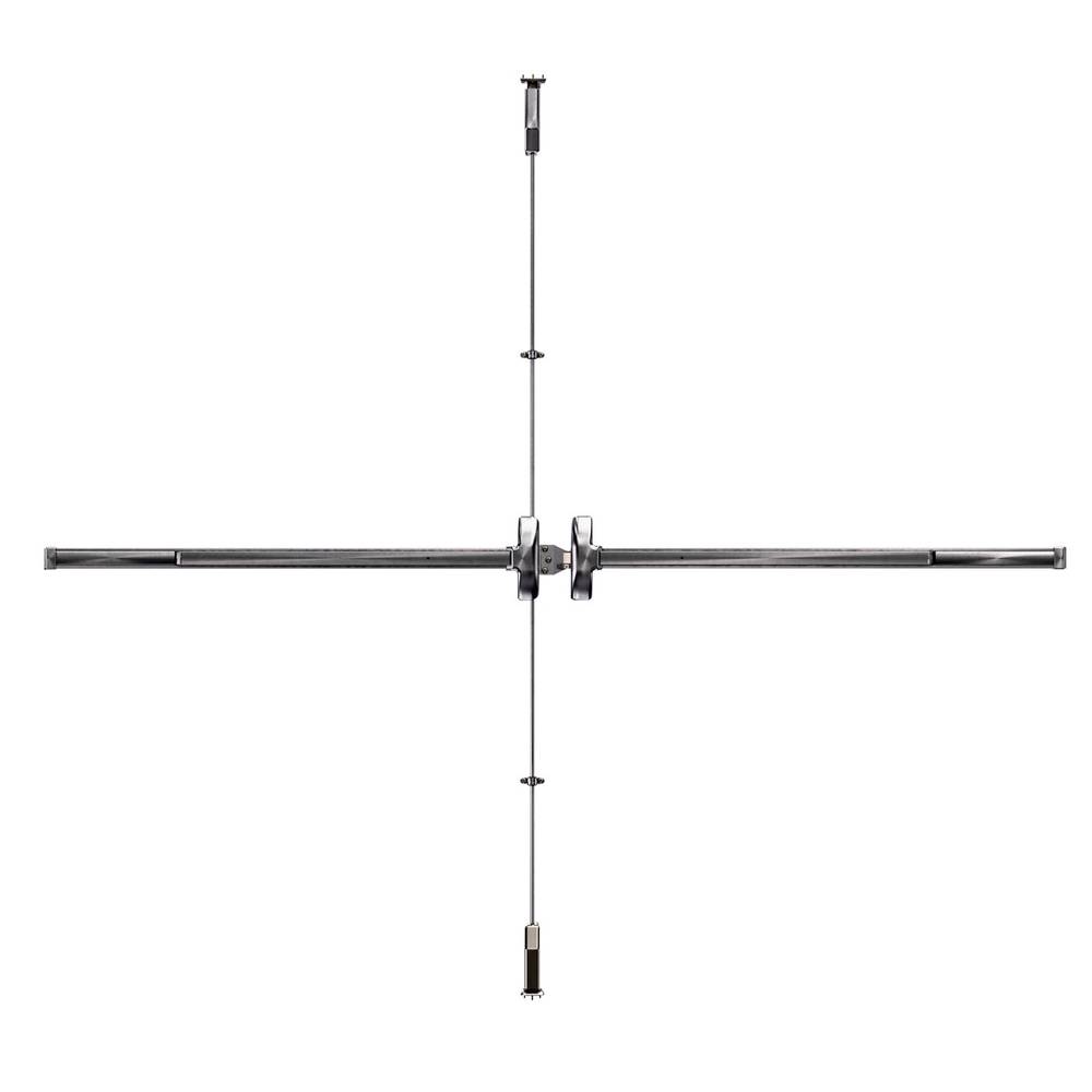 Carbine Panic Exit Device CPE-2P-DBL-D-4 for double doors with 2-point locking and dogging, fits 1220mm x 2130mm, stainless steel finish.