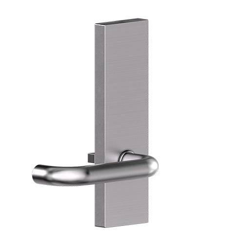 Carbine Serens CSF18 door plate with stainless steel finish, featuring a plain rectangular plate and curved lever for 7-lever mortice locks.