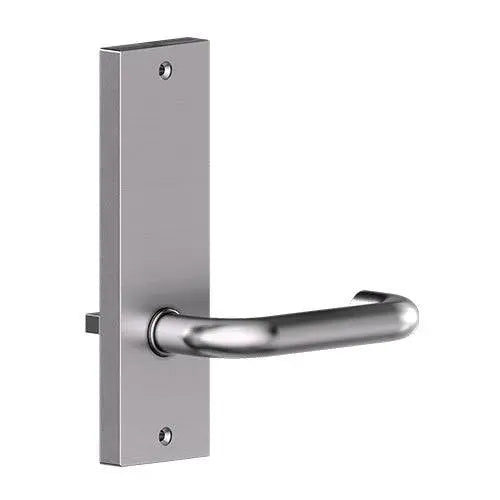 Carbine CSF19 Lever in stainless steel with internal rectangular plate and 7-lever mechanism, ideal for mortice lock furniture applications.