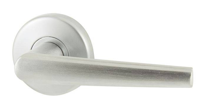 VELOCITY PASSAGE SET & L2 LEVER TP in brushed silver finish, modern residential leverset for door hardware applications.