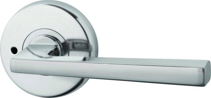 VELOCITY PRIVACY SET & 28 LEVER TP residential leverset in a sleek brushed chrome finish, ideal for modern door hardware applications.