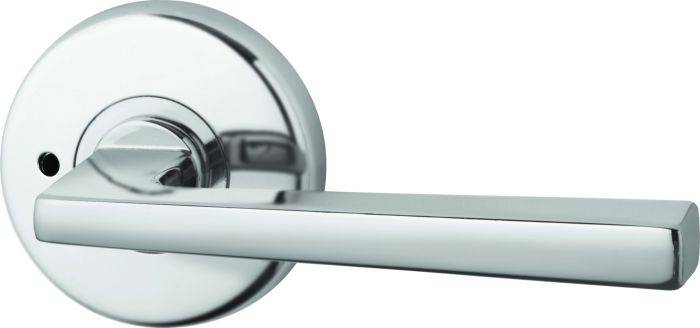 VELOCITY PRIVACY SET & 28 LEVER TP polished chrome residential leverset with sleek modern design for door hardware applications.