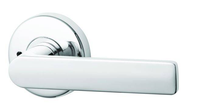 VELOCITY PRIVACY SET & L3 LEVER TP Residential Leverset in polished chrome finish, ideal for modern interior door hardware applications.