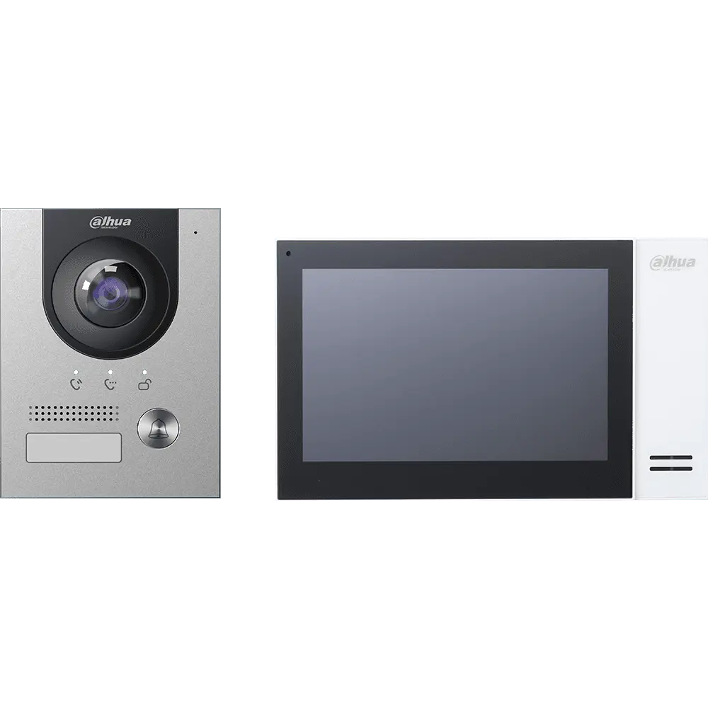 IP Door Kit - Monitor with 2MP camera, IP65-rated surface mount door station and touchscreen internal monitor for secure video intercom access control.