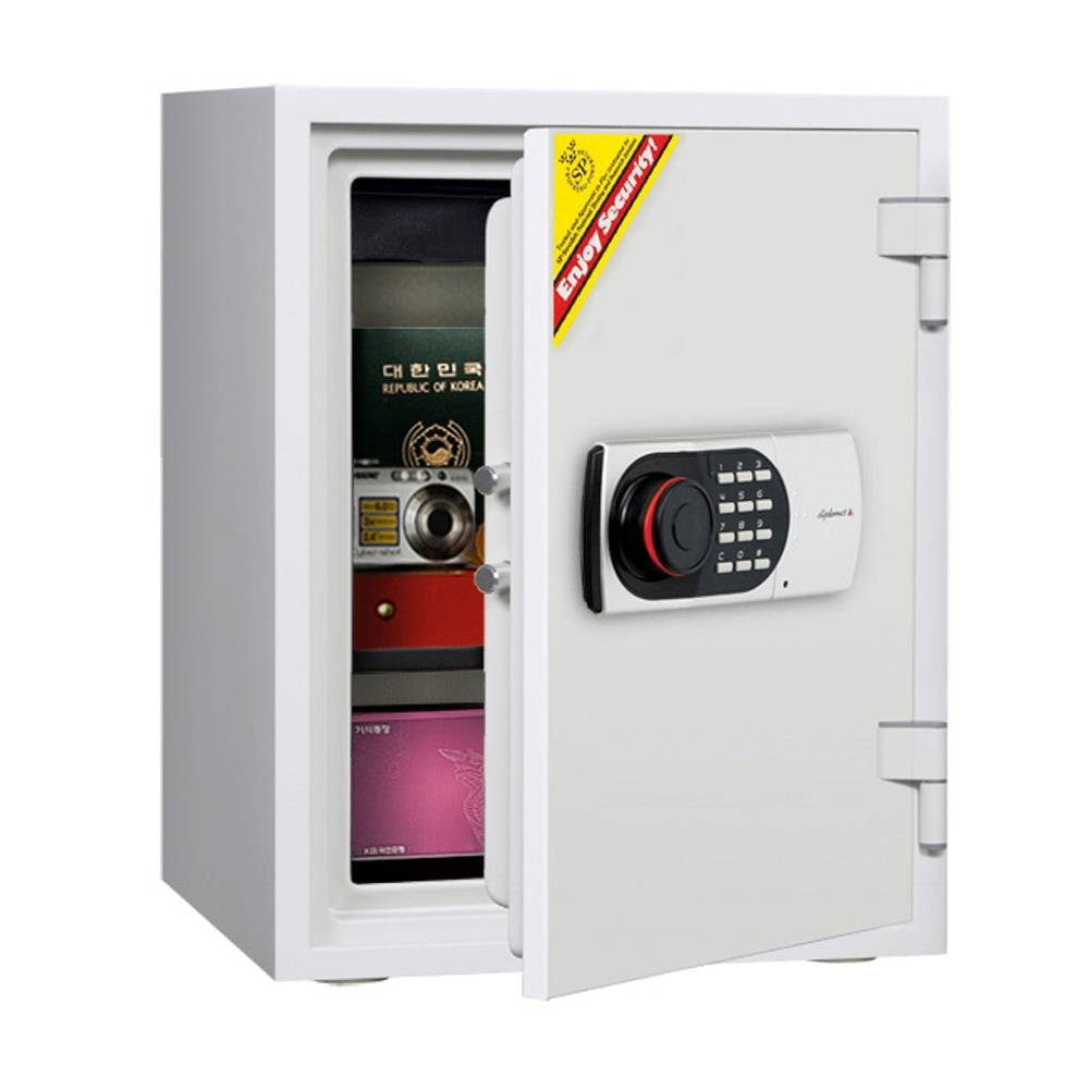 Diplomat Home Safe 530EN fireproof safe with keyless electronic lock, open to show secure storage for documents and valuables, 36L capacity.