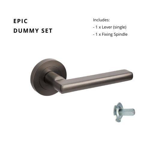 Epic Dummy - Non-Handed-gn residential leverset in a sleek modern design with a round base and straight lever, includes fixing spindle.