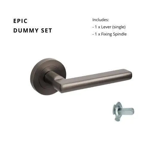 Epic Dummy - Non-Handed-gn residential leverset in a sleek modern design with a round base and straight lever, includes fixing spindle.