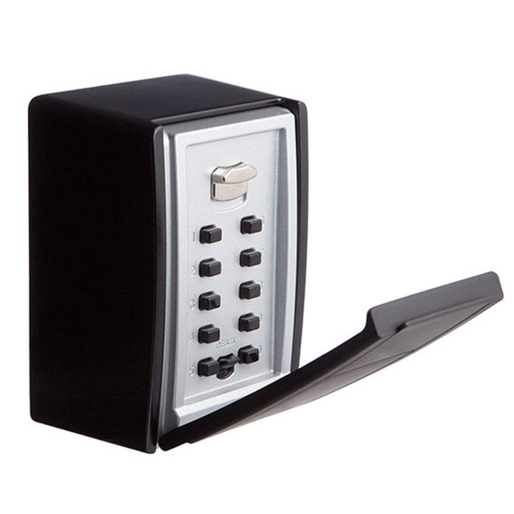 Abus 747 XL Lock Box with black exterior and silver keypad, designed for secure key storage. Ideal for home and garden use.