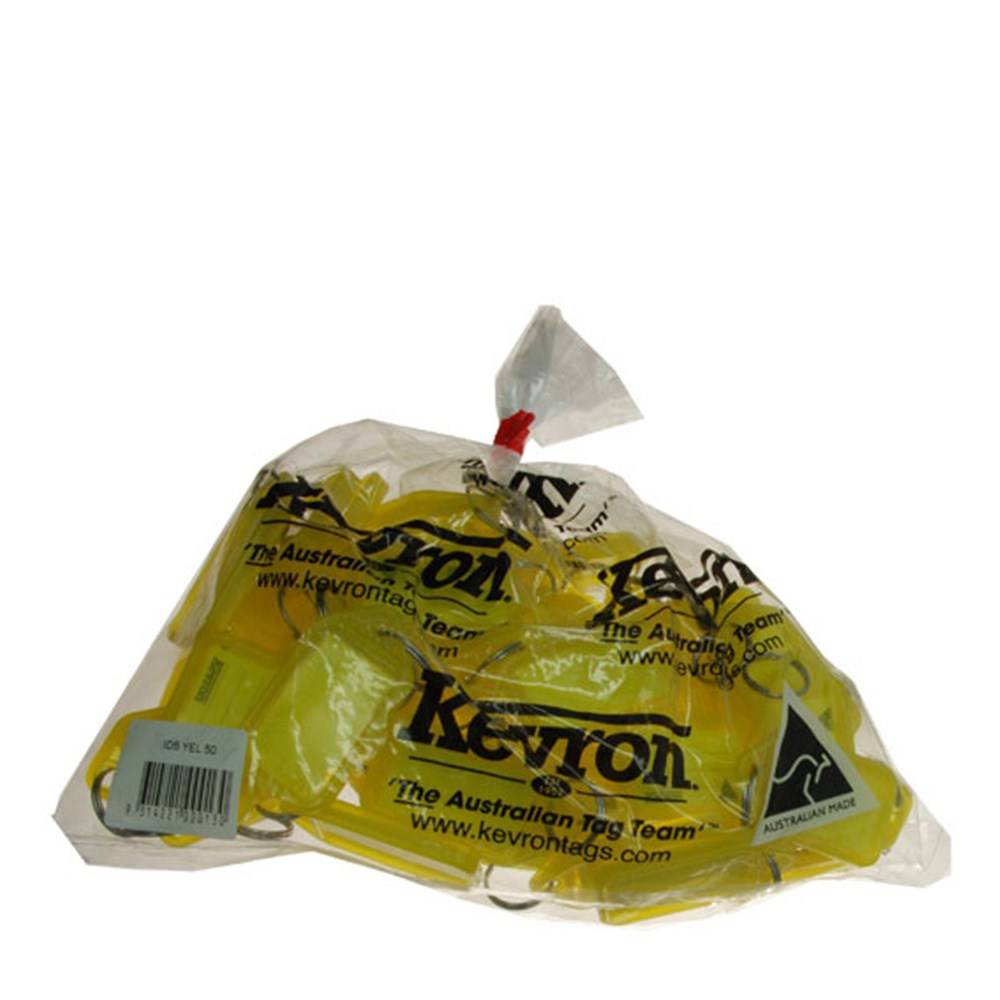 KEVRON CLICKTAG ID5 - Tag Variety | Yellow key tags, 50 Pack perfect for labeling and organizing keys in office or home use.
