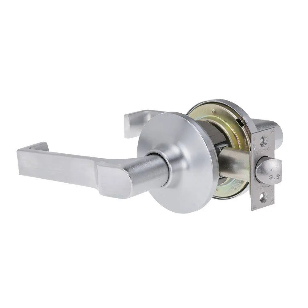 KEY IN LEVER AS1428.1 PASSAGE SET ADJUSTABLE 60/70MM TP residential leverset with a sleek silver finish, designed for door hardware applications.