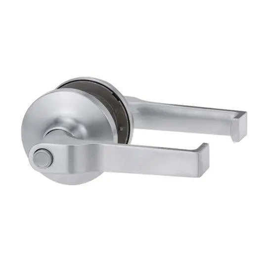 KEY IN LEVER AS1428.1 PRIVACY SET ADJUSTABLE 60/70MM TP residential leverset in a sleek silver finish, suitable for door hardware in residential settings.
