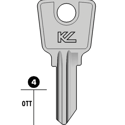Keyline Lkw2 key blank compatible with Lockwood locks, Silca Lw3 profile. Ideal for domestic key duplication and locksmith hardware needs.