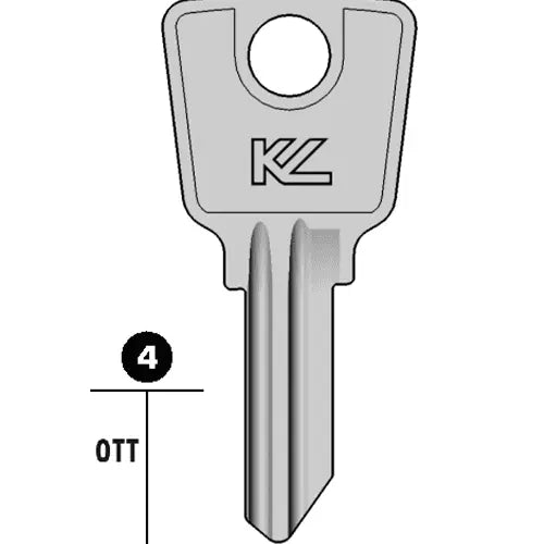 Keyline Lkw2 key blank compatible with Lockwood locks, Silca Lw3 profile. Ideal for domestic key duplication and locksmith hardware needs.