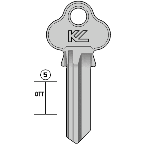 Keyline Lkw5 domestic key blank compatible with Lockwood silca LW4, silver finish, ideal for locksmiths and hardware key duplication.