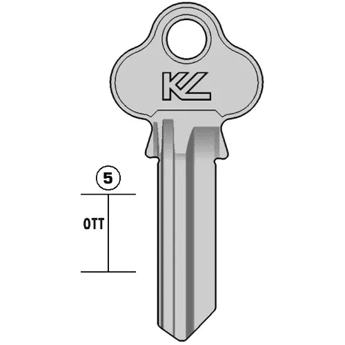 Keyline Lkw5 domestic key blank compatible with Lockwood silca LW4, silver finish, ideal for locksmiths and hardware key duplication.
