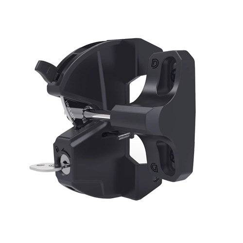 D&D LokkLatch Regular Gate Latch S3 in black with LF31R wafer cylinder, key-lockable for secure gate access. Ideal for home and garden gates.