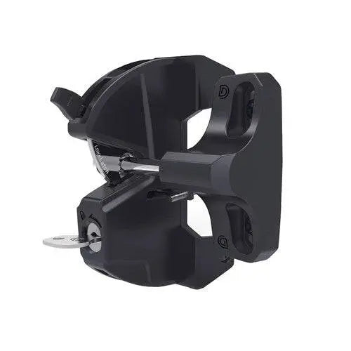 D&D LokkLatch Regular Gate Latch S3 in black with LF31R wafer cylinder, key-lockable for secure gate access. Ideal for home and garden gates.