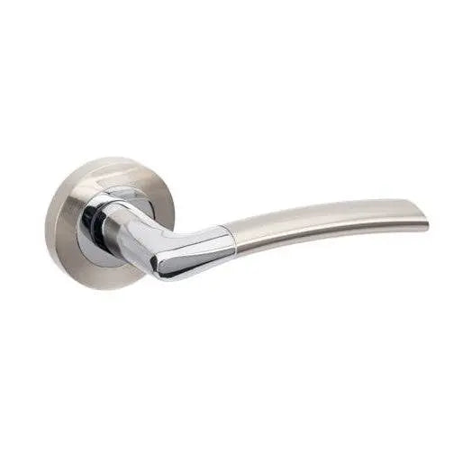 Luxe Lever Set-10010.BN/CP residential leverset in brushed nickel and chrome finish, ideal for modern door hardware applications.