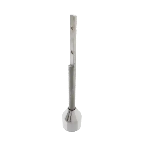 Lenlok M110 toilet partition leg, 150MM height with double vertical fixing, satin stainless steel finish for commercial restroom stalls.