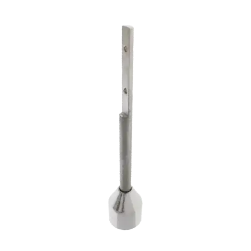 Lenlok M110 toilet partition leg, 150MM height with double vertical fixing, satin stainless steel finish for commercial restroom stalls.