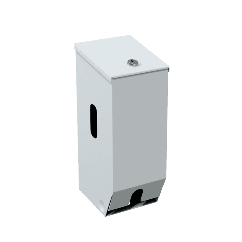 Lenlok ML832 Toilet Double Roll Dispenser, White - Ritefit, wall-mounted toilet partition accessory with secure lock and dual roll access slot