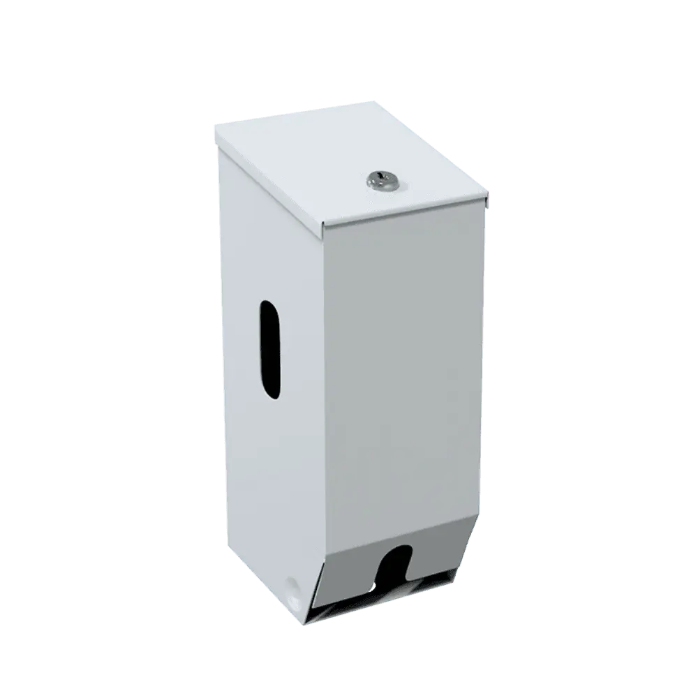 Lenlok ML832 Toilet Double Roll Dispenser, White - Ritefit, wall-mounted toilet partition accessory with secure lock and dual roll access slot